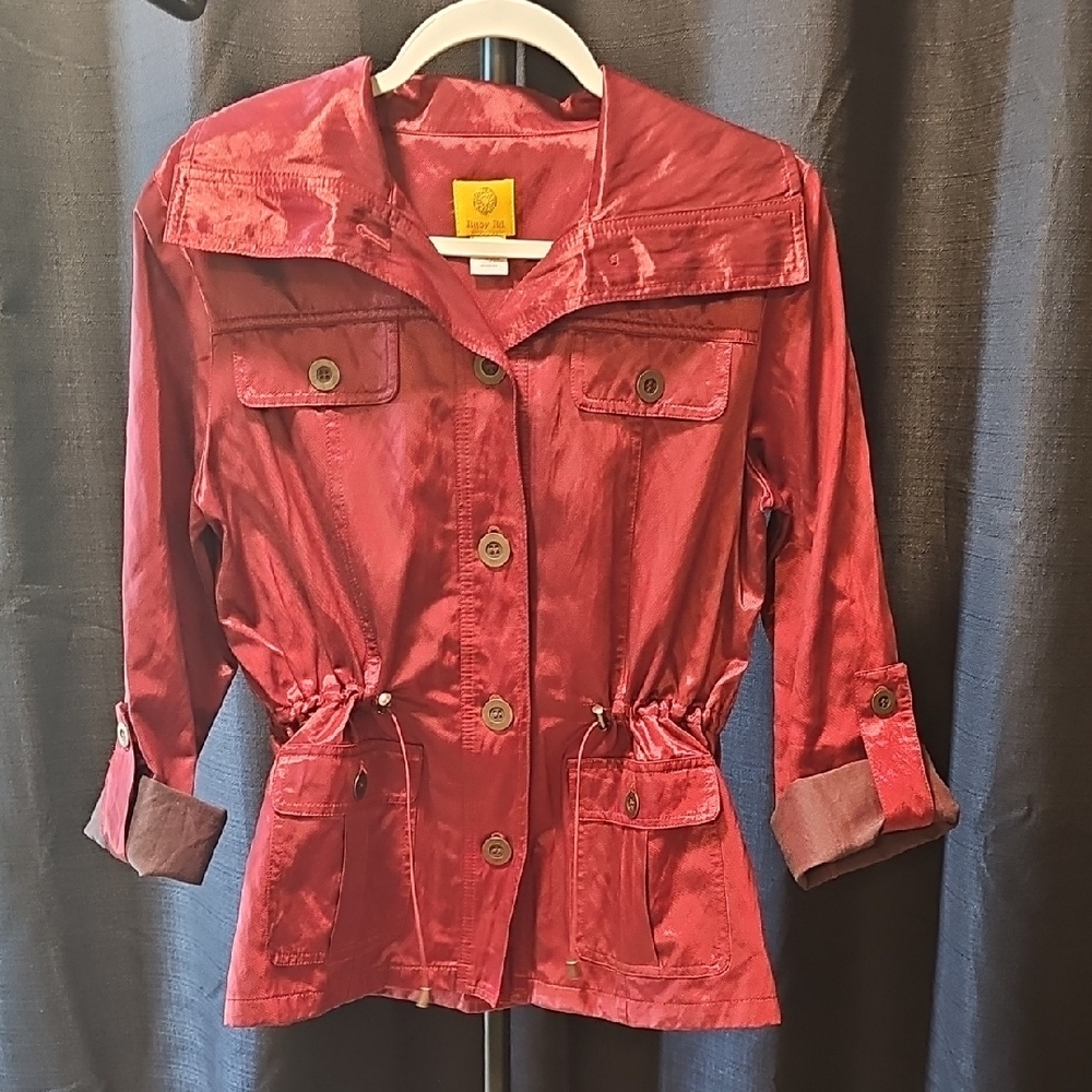 Ruby Rd. Shiny Burgundy Utility Jacket - image 5